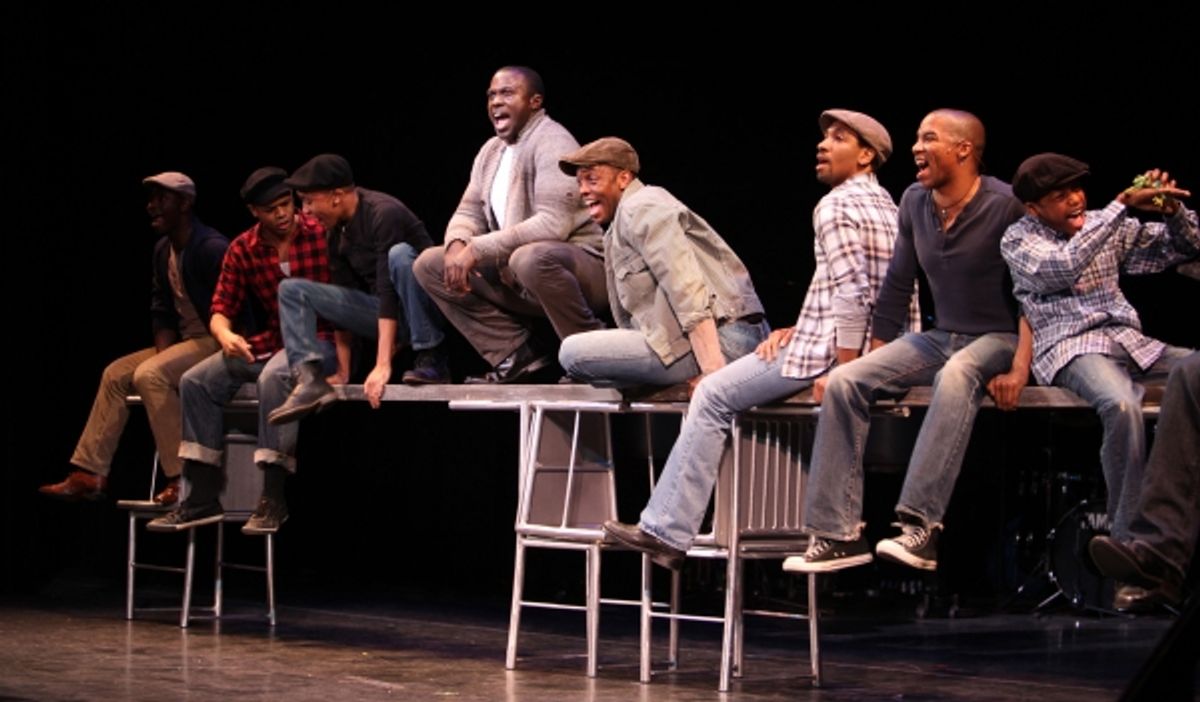 Joshua Henry & the cast of 'The Scottsboro Boys' performing in STRO! The Vineyard Theatre Annual Spring Gala honors Susan Stroman at the Hudson Theatre in New York City at 