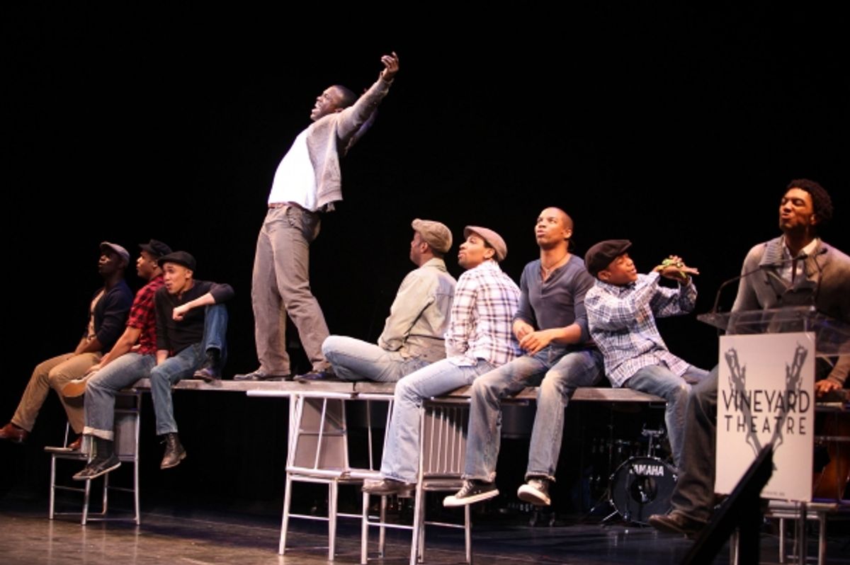 Joshua Henry & the cast of 'The Scottsboro Boys' performing in STRO! The Vineyard Theatre Annual Spring Gala honors Susan Stroman at the Hudson Theatre in New York City at 