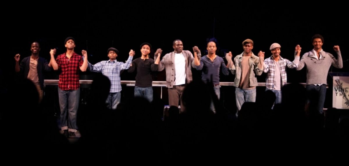 Joshua Henry & the cast of 'The Scottsboro Boys' performing in STRO! The Vineyard Theatre Annual Spring Gala honors Susan Stroman at the Hudson Theatre in New York City at 
