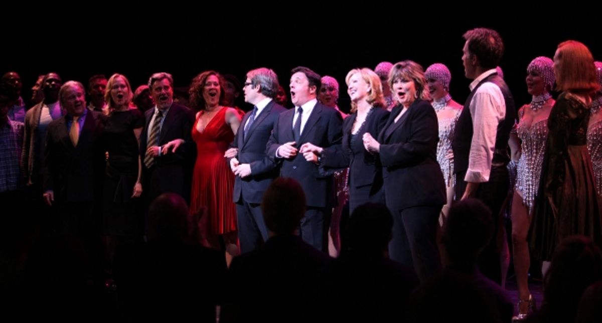 Karen Ziemba, Matthew Broderick, Nathan Lane & Susan Stroman with the ensemble cast performing in STRO! The Vineyard Theatre Annual Spring Gala honors Susan Stroman at the Hudson Theatre in New York City at 