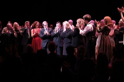 Karen Ziemba, Matthew Broderick, Nathan Lane & Susan Stroman with the ensemble cast p Photo