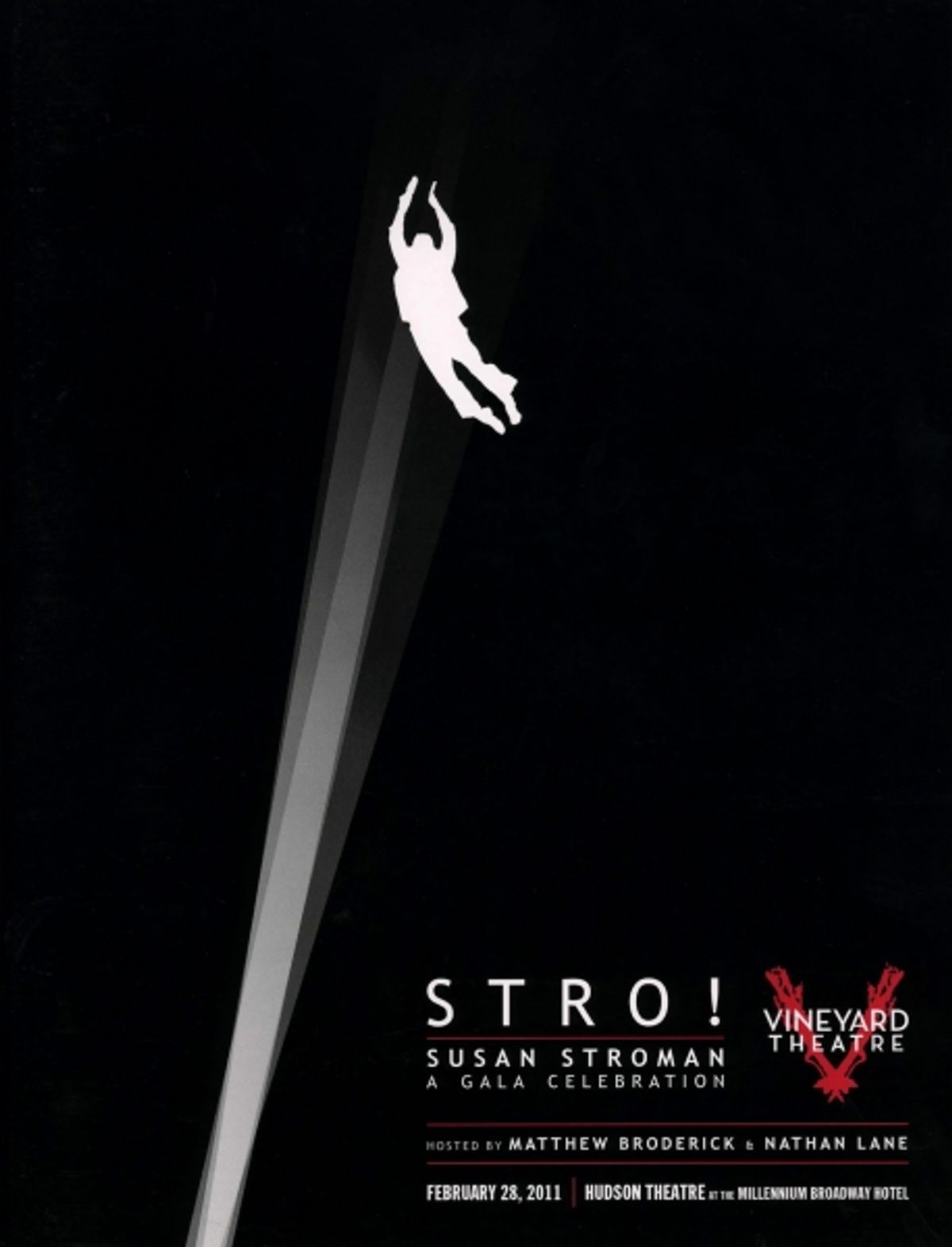 Program for STRO! The Vineyard Theatre Annual Spring Gala honors Susan Stroman at the Hudson Theatre in New York City at 