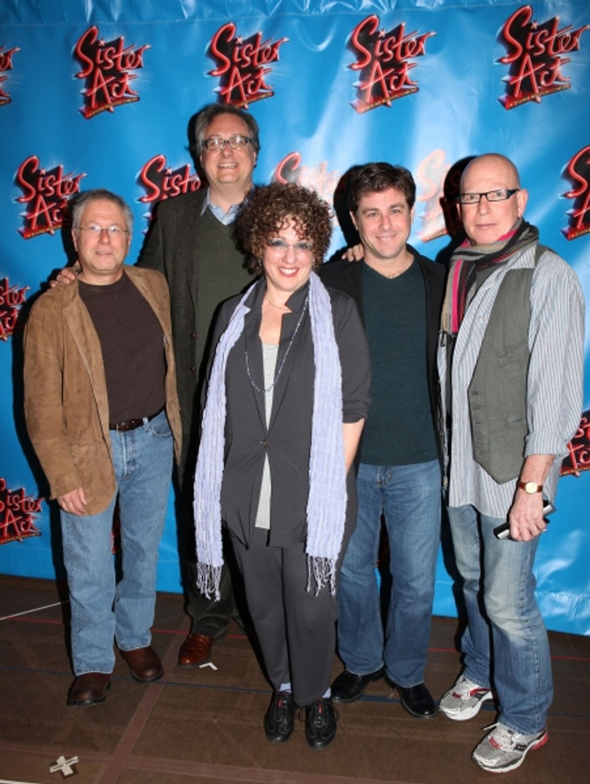Alan Menken, Douglas Carter Beane, Cheri Steinkellner, Glenn Slater & Anthony Van Laast attending the Meet & Greet the press day for the New Broadway Musical 'Sister Act'  at the New 42nd Street Studios in New York City. at 