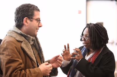 Michael Musto & Whoopi Goldberg attending the Open Press Rehearsal for the New Broadw Photo