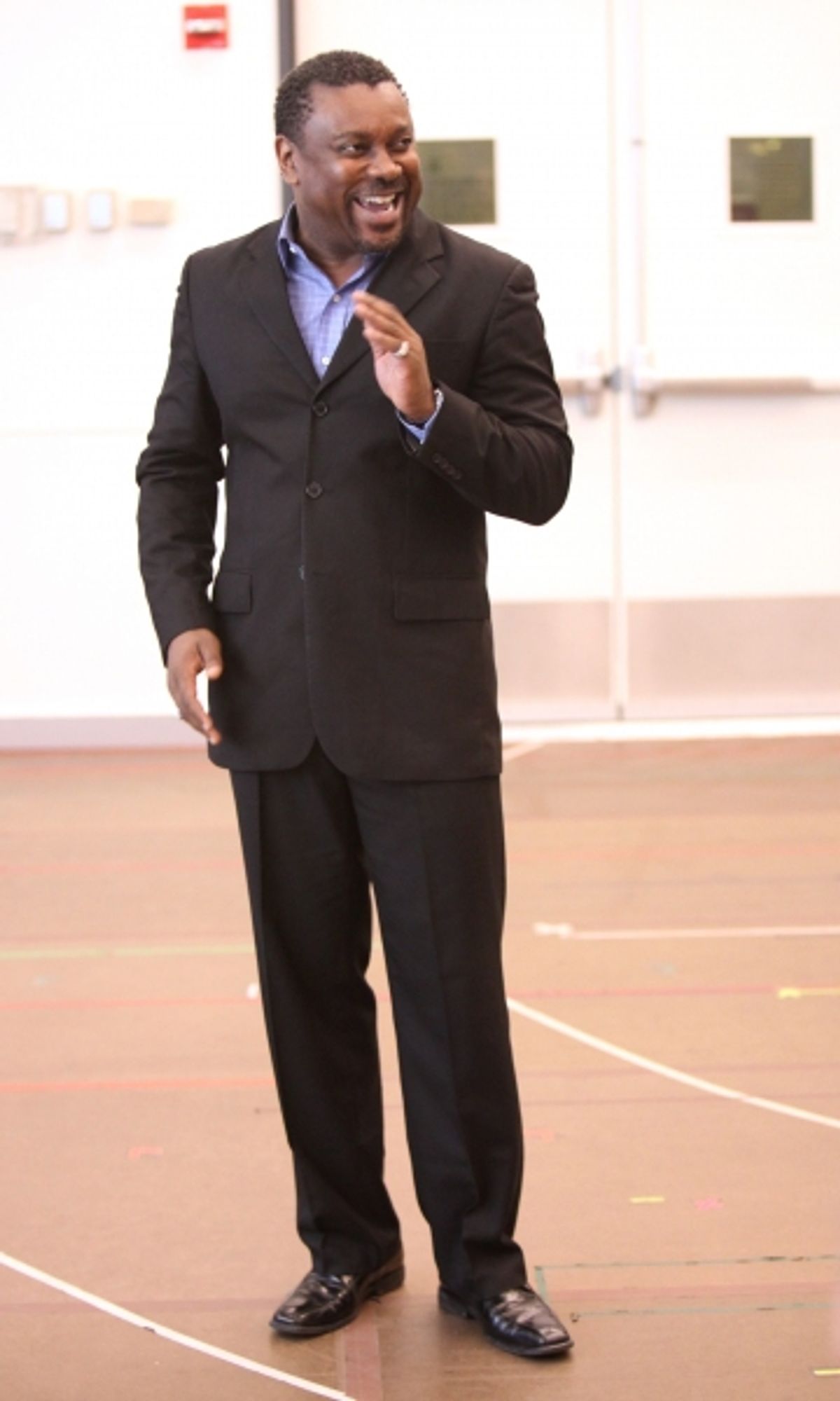 Kingsley Leggs attending the Open Press Rehearsal for the New Broadway Musical 'Sister Act' at the New 42nd Street Studios in New York City. *** Local Caption *** Performance, Rehearsal, Studio at 