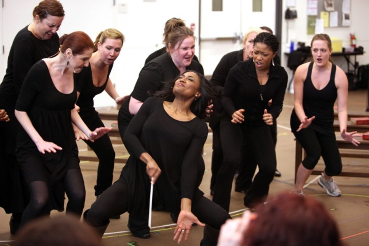 Patina Miller & Nun Ensemble attending the Open Press Rehearsal for the New Broadway Musical 'Sister Act' at the New 42nd Street Studios in New York City. *** Local Caption *** Performance, Rehearsal, Studio at 