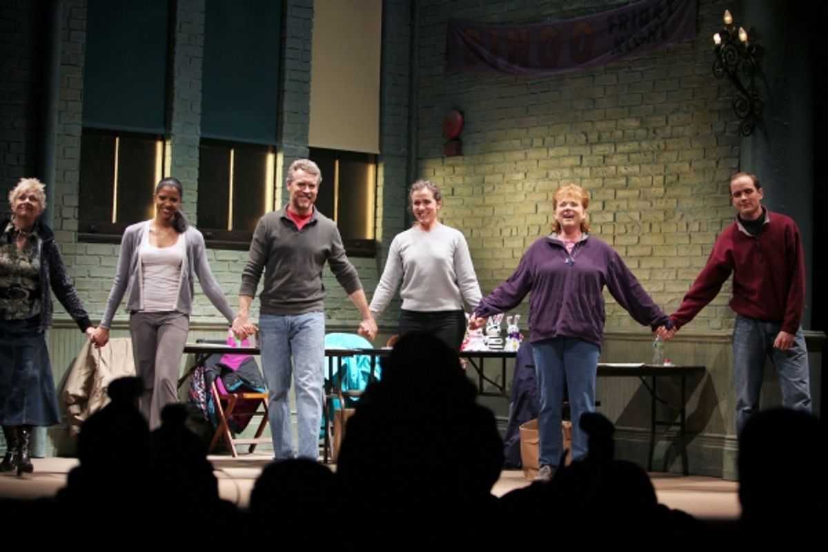 Estelle Parsons, Renee Elise Goldsberry, Tate Donovan, Frances McDormand, Becky Ann Baker and Patrick Carroll during the Opening Night Performance Curtain Call for the Manhattan Theatre Club's 'Good People' in New York City at 