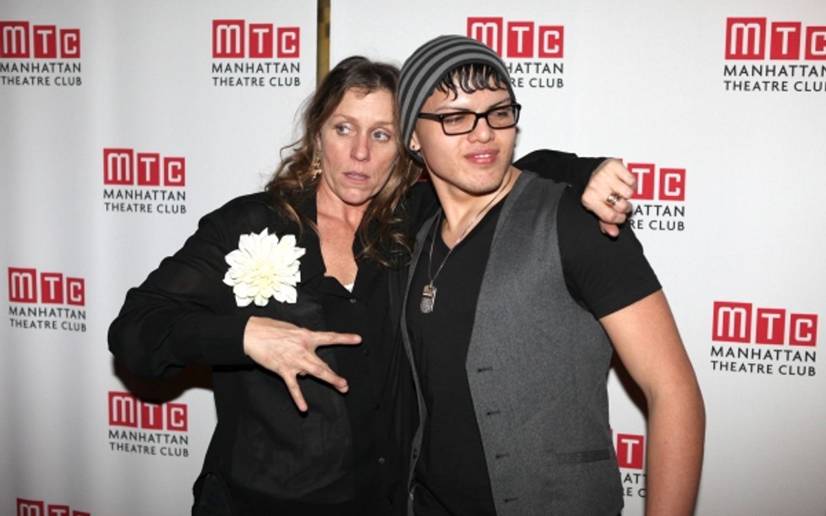 Frances McDormand & son Pedro Cohen attending the Opening Night Performance After Party for the Manhattan Theatre Club's 'Good People'  in New York City. at 
