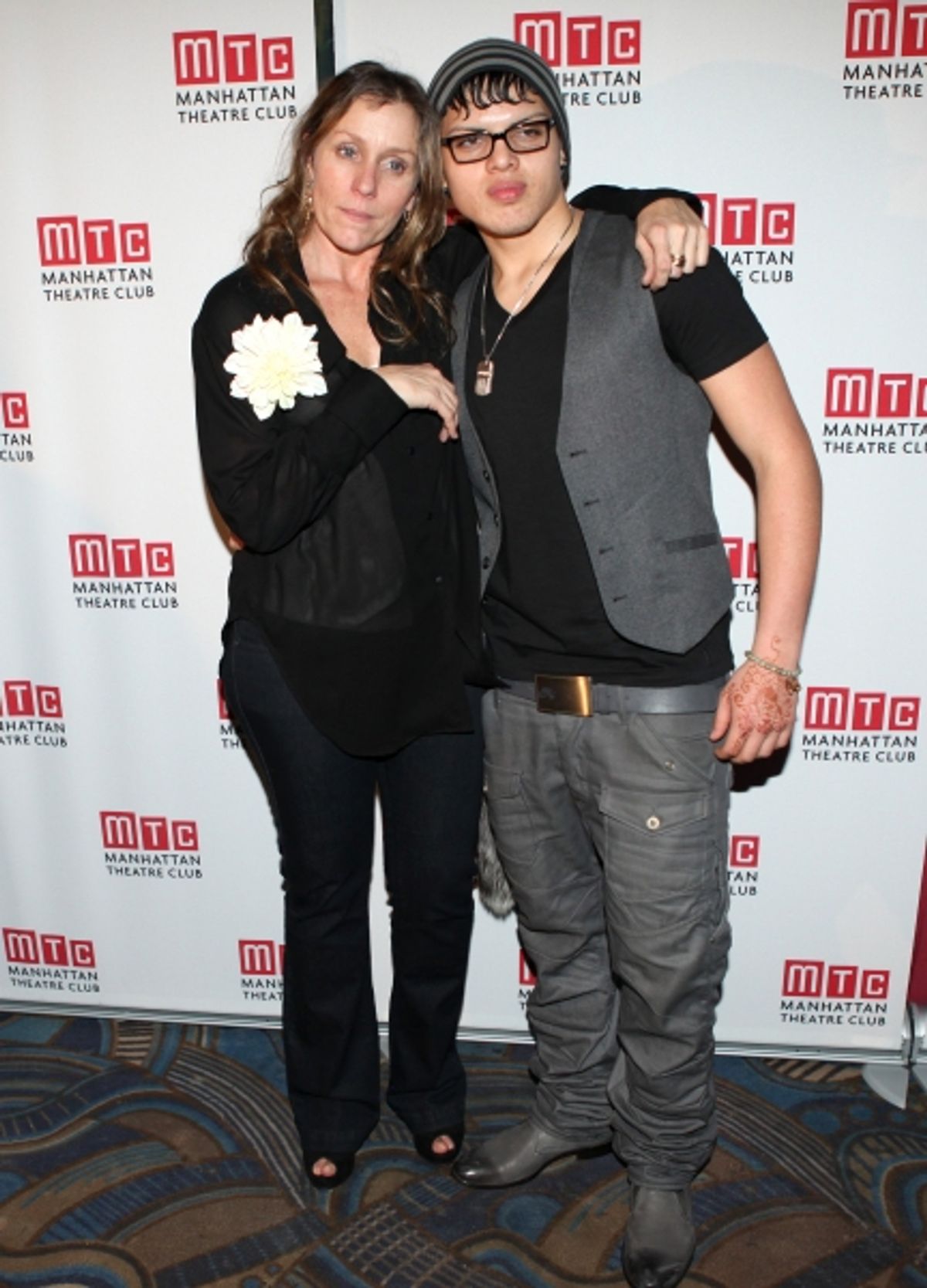 Frances McDormand & son Pedro Cohen attending the Opening Night Performance After Party for the Manhattan Theatre Club's 'Good People'  in New York City. at 