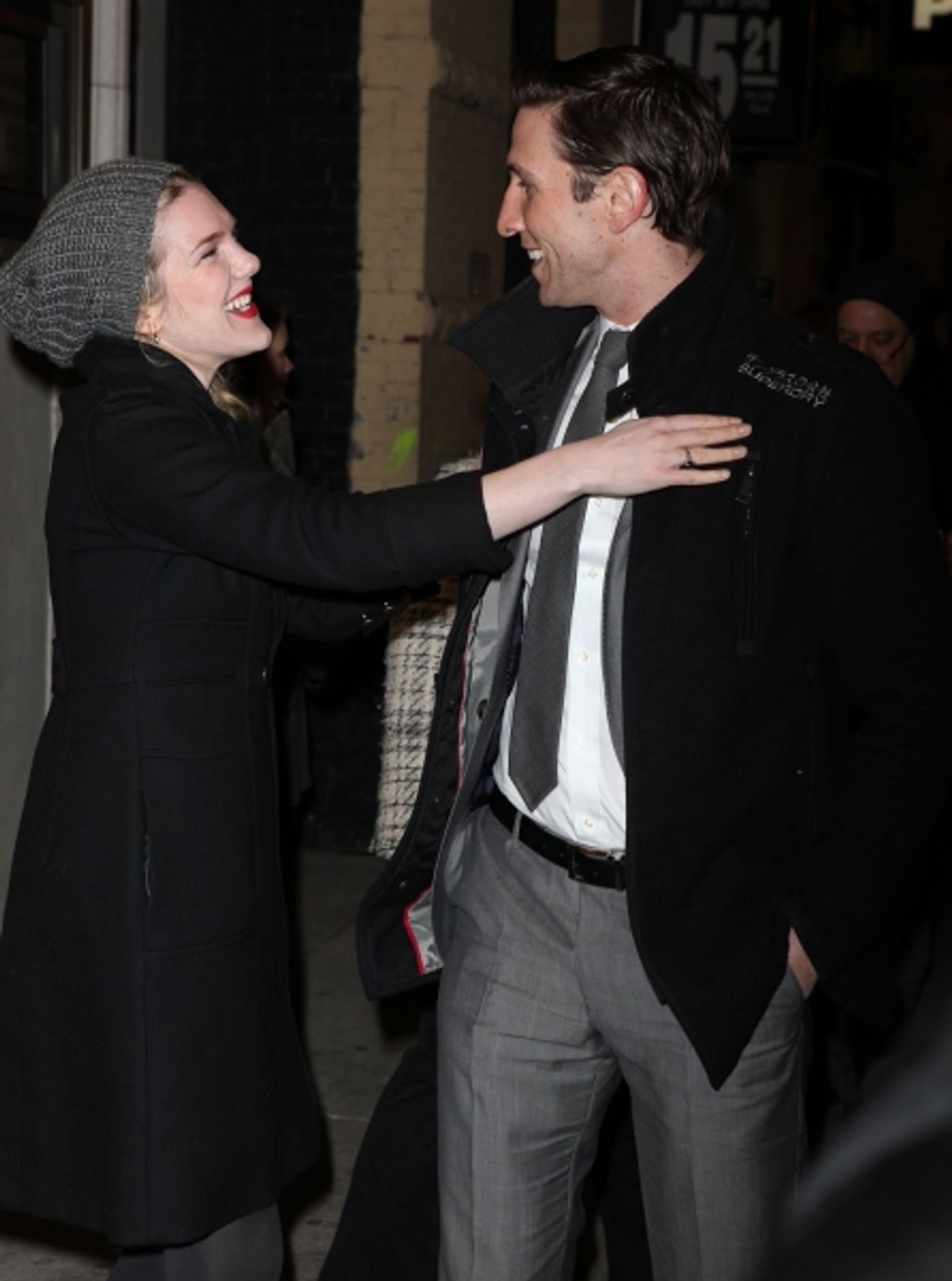 Lily Rabe & Pablo Schreiber arriving for the Opening Night Performance of the Manhattan Theatre Club's 'Good People'  in New York City. at 
