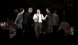 Jason Patric, Jim Gaffigan, Brian Cox, Chris Noth & Keifer Sutherland during the Opening Night Performance Curtain Call for 'That Championship Season' at the Bernard B. Jacobs Theatre in New York City. @ BroadwayWorld Jason Patric, Jim Gaffigan, Brian Cox, Chris Noth & Keifer Sutherland during the Open Photo