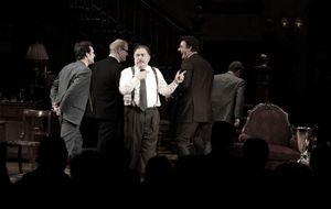 Jason Patric, Jim Gaffigan, Brian Cox, Chris Noth & Keifer Sutherland during the Opening Night Performance Curtain Call for 'That Championship Season' at the Bernard B. Jacobs Theatre in New York City. @ BroadwayWorld Jason Patric, Jim Gaffigan, Brian Cox, Chris Noth & Keifer Sutherland during the Open Photo