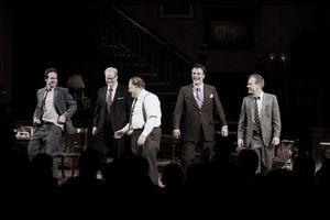 Jason Patric, Jim Gaffigan, Brian Cox, Chris Noth & Keifer Sutherland during the Opening Night Performance Curtain Call for 'That Championship Season' at the Bernard B. Jacobs Theatre in New York City. @ BroadwayWorld Jason Patric, Jim Gaffigan, Brian Cox, Chris Noth & Keifer Sutherland during the Open Photo