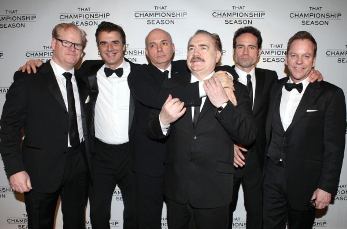 Jim Gaffigan, Chris Noth, Gregory Mosher, Brian Cox, Jason Patric and Kiefer Sutherland attending the Opening Night Performance After Party for  'That Championship Season' at Gotham Hall in New York City. at 