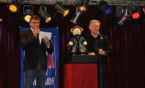 Bryan Batt and Harvey Evans with the Barnum Bear Photo