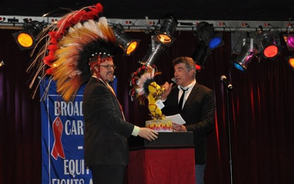 Scott T. Stevens and Bryan Batt with the Will Rogers Follies Bear Photo
