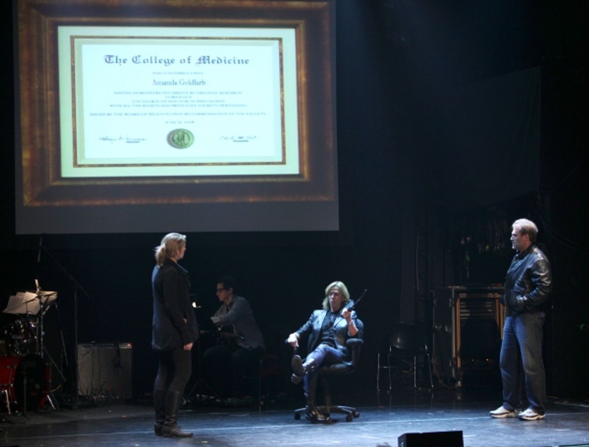 Julie Reiber, Marc Kudisch, Amanda Green Performing in 'Childhood Sweethearts' at The 24 Hour Musicals after performance party at the Gramercy Theatre in New York City. at 