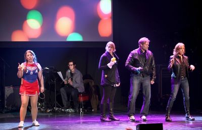 Joelle Lurie, Julie Reiber, Marc Kudisch, Amanda Green  Performing in 'Childhood Swee Photo