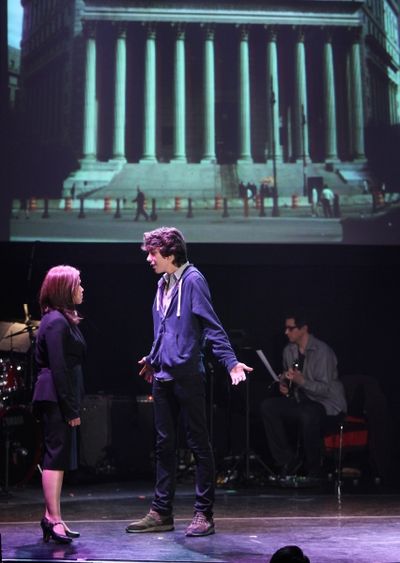 Nat Wolff,  America Ferrera  Performing in 'The Exact Right Thing' at The 24 Hour Mus Photo