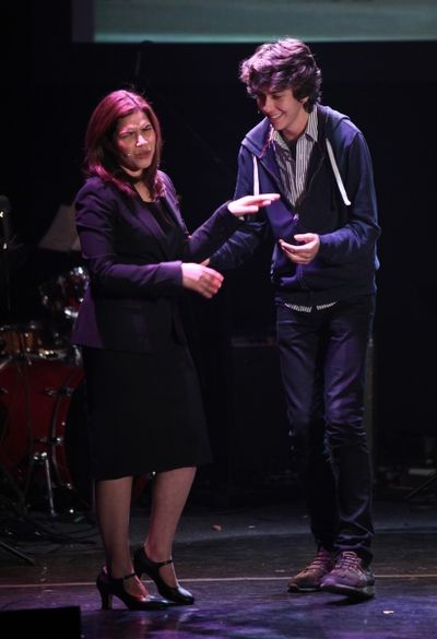 Nat Wolff & America Ferrera Performing in 'The Exact Right Thing' at The 24 Hour Musi Photo