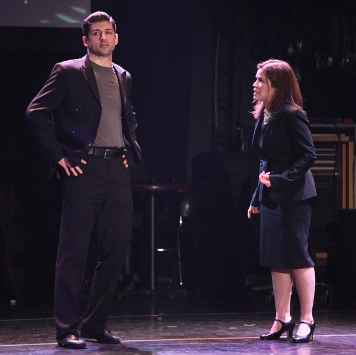 America Ferrera & Tony Yazbeck Performing in 'The Exact Right Thing' at The 24 Hour Musicals after performance party at the Gramercy Theatre in New York City. at 