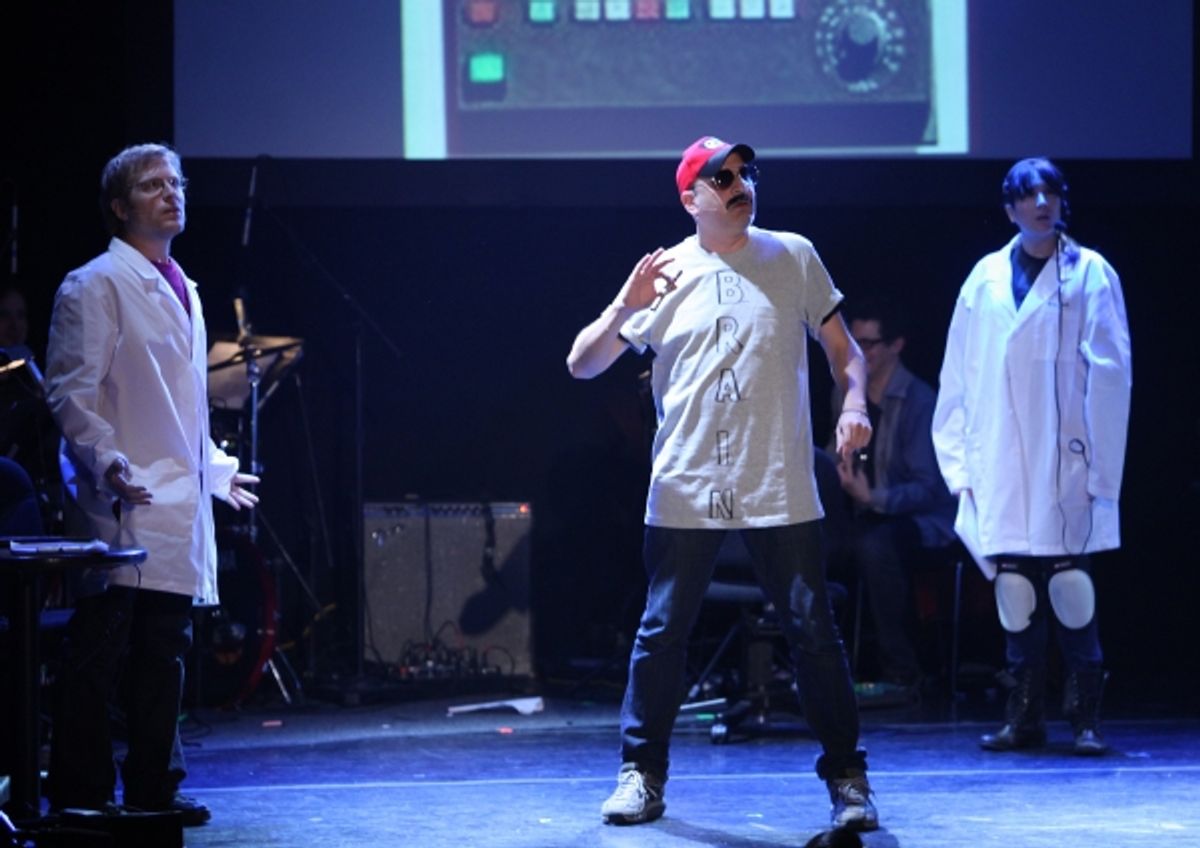 Anthony Rapp, Julian Fleisher, Dee Roscioli Performing in  at The 24 Hour Musicals after performance party at the Gramercy Theatre in New York City. at 