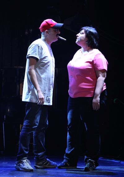 Julian Fleisher & Ashlie Atkinson Performing in 'The World Is Ending' at The 24 Hour  Photo