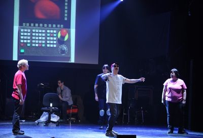 Anthony Rapp,  Dee Roscioli, Ashlie Atkinson, Julian Fleisher Performing in 'The Worl Photo