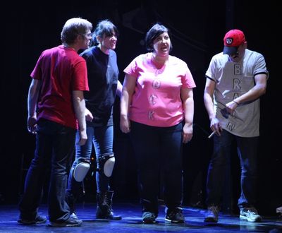 Anthony Rapp,  Dee Roscioli, Ashlie Atkinson, Julian Fleisher Performing in 'The Worl Photo