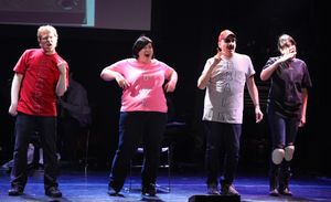 Anthony Rapp, Ashlie Atkinson, Julian Fleisher & Dee Roscioli Performing in 'The World Is Ending' at The 24 Hour Musicals after performance party at the Gramercy Theatre in New York City. @ BroadwayWorld Anthony Rapp, Ashlie Atkinson, Julian Fleisher & Dee Roscioli Performing in 'The Worl Photo