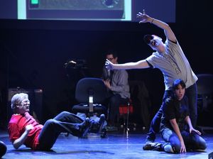 Anthony Rapp, Julian Fleisher & Dee Roscioli Performing in 'The World Is Ending' at The 24 Hour Musicals after performance party at the Gramercy Theatre in New York City. @ BroadwayWorld Anthony Rapp, Julian Fleisher & Dee Roscioli Performing in 'The World Is Ending' at T Photo
