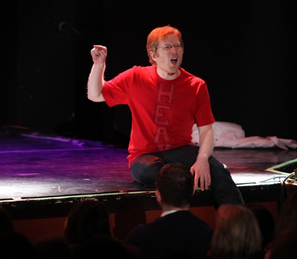 Anthony Rapp Performing in 'The World Is Ending' at The 24 Hour Musicals after performance party at the Gramercy Theatre in New York City. at 