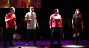 Anthony Rapp, Julian Fleisher, Ashlie Atkinson & Dee Roscioli Performing in 'The World Is Ending' at The 24 Hour Musicals after performance party at the Gramercy Theatre in New York City. @ BroadwayWorld Anthony Rapp, Julian Fleisher, Ashlie Atkinson & Dee Roscioli Performing in 'The Worl Photo