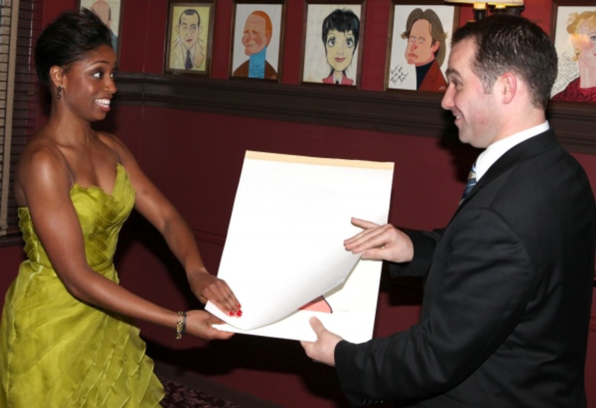 Broadway's 'Memphis' stars Montego Glover and Chad Kimball join the Sardi's Wall of Fame in New York City. at 