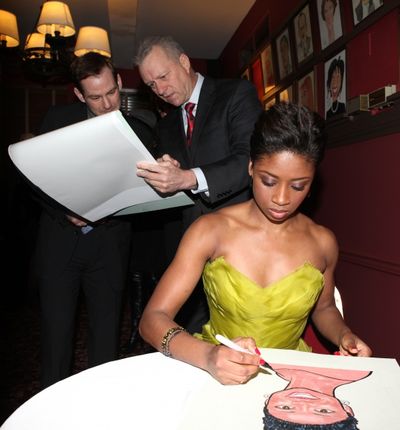 Broadway's 'Memphis' stars Montego Glover and Chad Kimball join the Sardi's Wall of F Photo