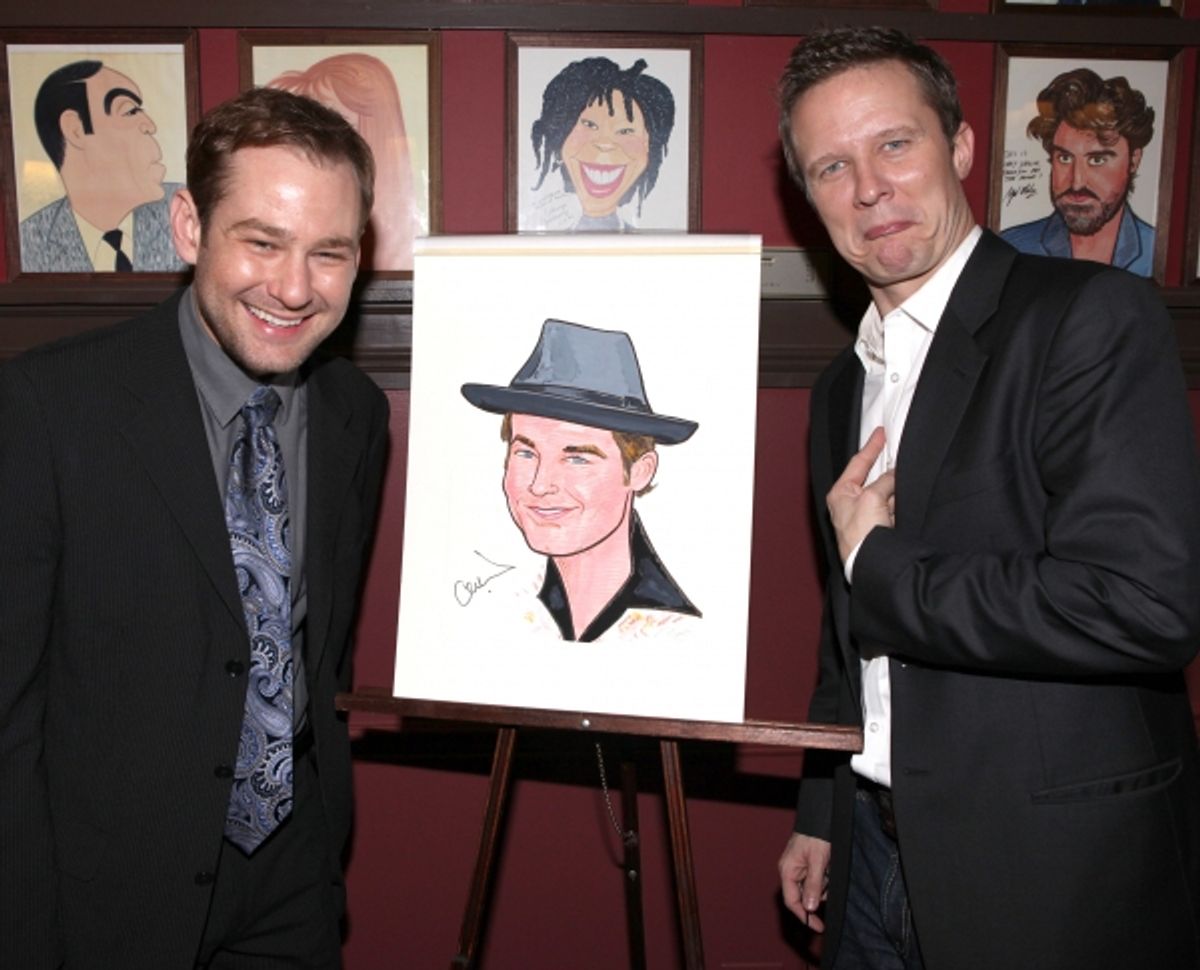 Broadway's 'Memphis' stars Montego Glover and Chad Kimball join the Sardi's Wall of Fame in New York City. pictured: Chad Kimball & Will Chase at 