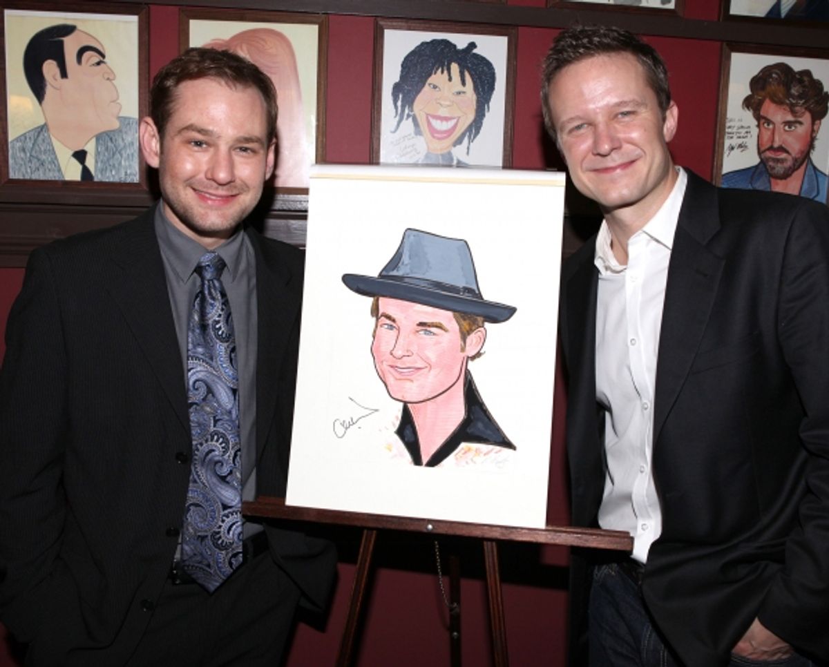 Broadway's 'Memphis' stars Montego Glover and Chad Kimball join the Sardi's Wall of Fame in New York City. pictured: Chad Kimball & Will Chase at 