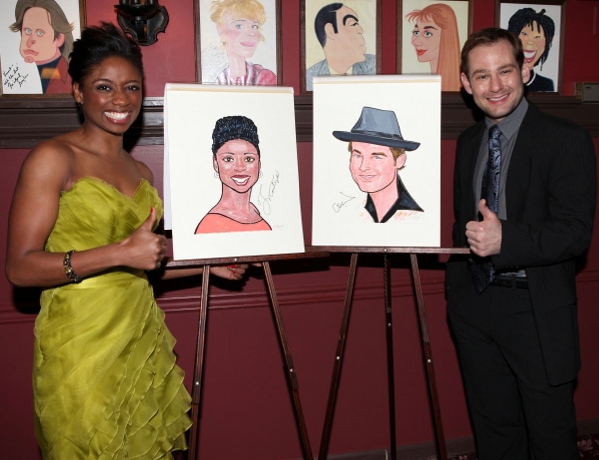 Broadway's 'Memphis' stars Montego Glover and Chad Kimball join the Sardi's Wall of Fame in New York City. at 