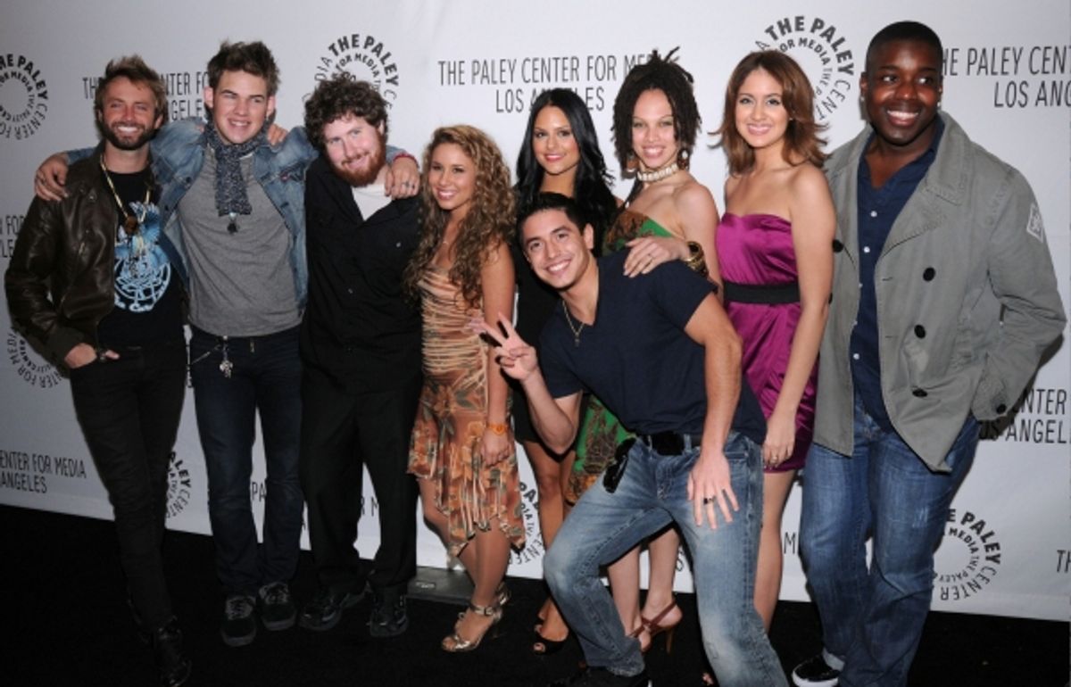 Paul McDonald, James Durbin ,Casey Abrams, Haley Reinhart, Pia Toscano, Stefano Langone, Naima Adedapo, Karen Rodriguez and Jacob Lusk at 