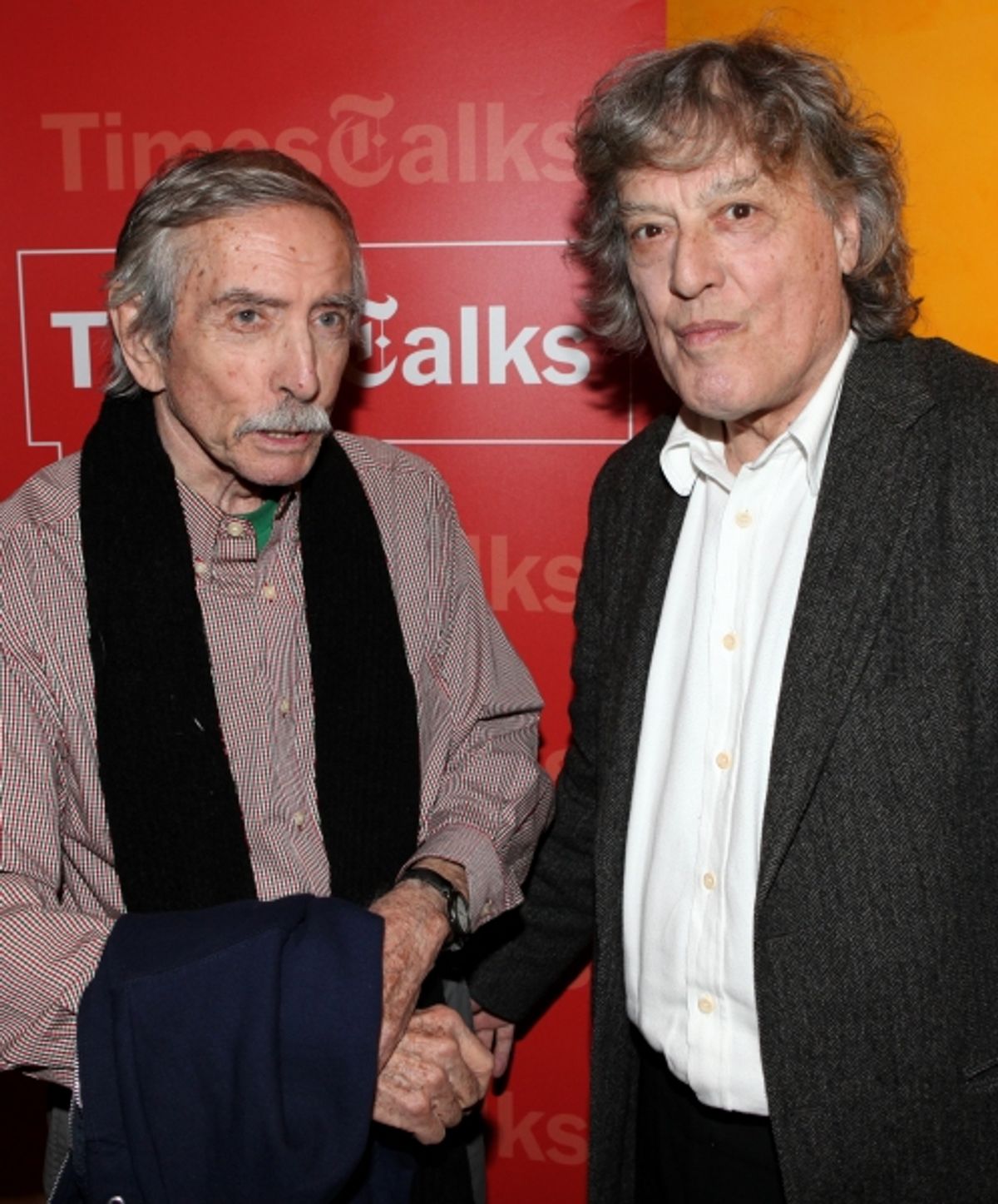 Edward Albee & Tom Stoppard backstage at Times Talks: A Conversation with Tom Stoppard at the Times Center in New York City. at 