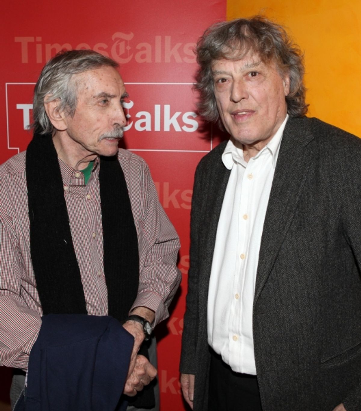 Edward Albee & Tom Stoppard backstage at Times Talks: A Conversation with Tom Stoppard at the Times Center in New York City. at 