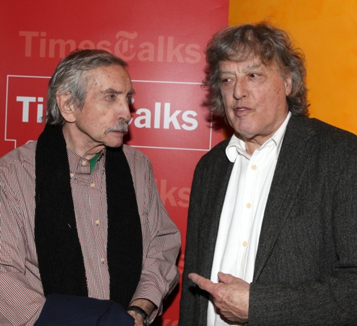 Edward Albee & Tom Stoppard backstage at Times Talks: A Conversation with Tom Stoppard at the Times Center in New York City. at 