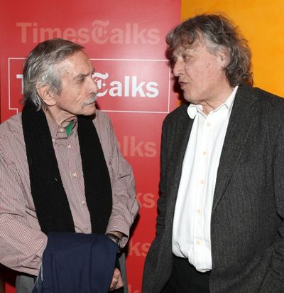 Edward Albee & Tom Stoppard backstage at Times Talks: A Conversation with Tom Stoppar Photo