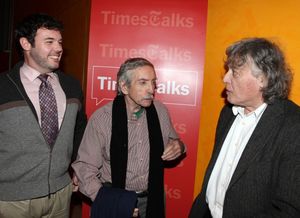 New York Times reporter Patrick Healy, Edward Albee & Tom Stoppard backstage at Times Talks: A Conversation with Tom Stoppard at the Times Center in New York City. @ BroadwayWorld New York Times reporter Patrick Healy, Edward Albee & Tom Stoppard backstage at Times Photo