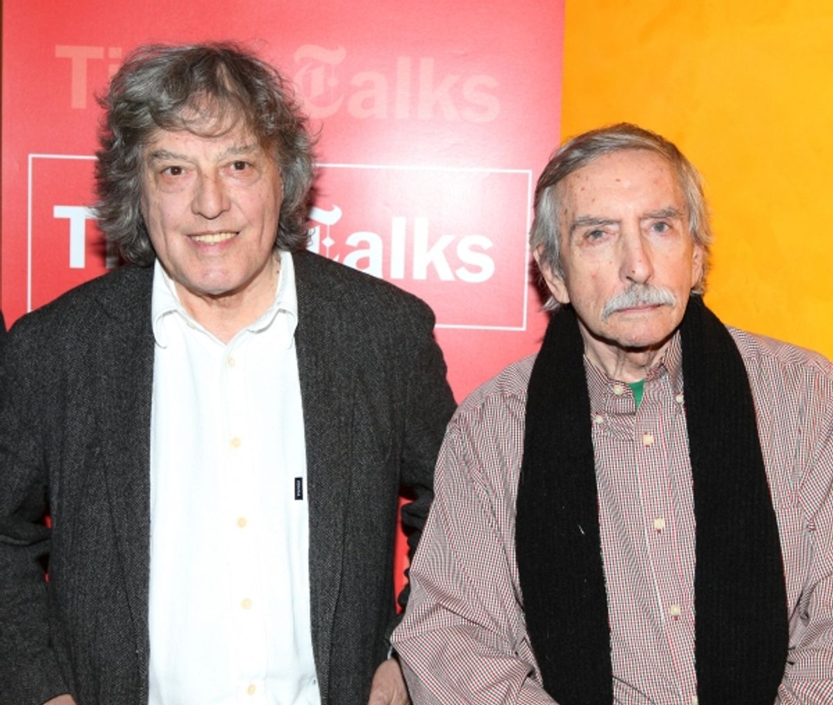 Tom Stoppard & Edward Albee backstage at Times Talks: A Conversation with Tom Stoppard at the Times Center in New York City. at 