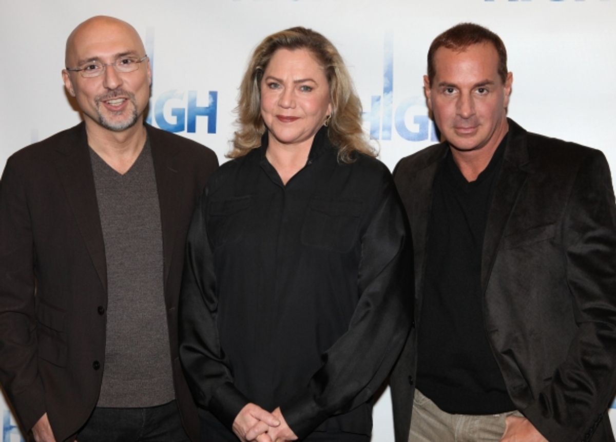 Kathleen Turner with director Rob Ruggiero &  playwright Matthew Lombardo  attend the Meet & Greet the cast of Broadway's 'High' at the Ripley Grier Rehearsal Studio in New York City. at 