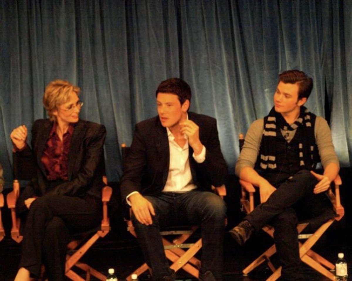 Jane Lynch, Cory Monteith and Chris Colfer at 