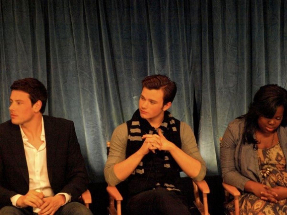 Cory Monteith, Chris Colfer, and Amber Riley at 