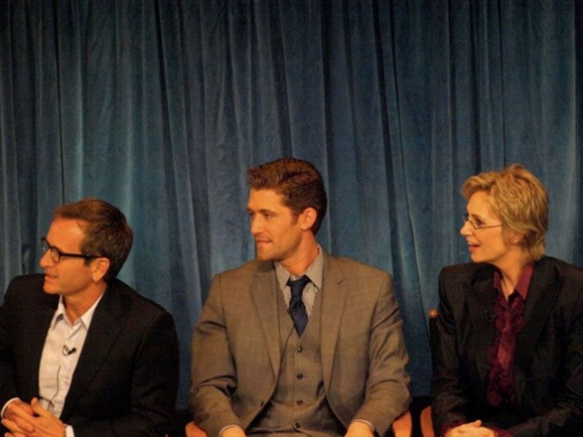 Dante DiLoreto, Matthew Morrison, and Jane Lynch at 