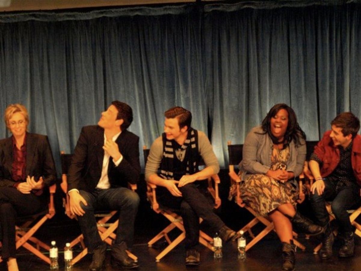 Jane Lynch, Cory Monteith, Amber Riley and Kevin McHale at 